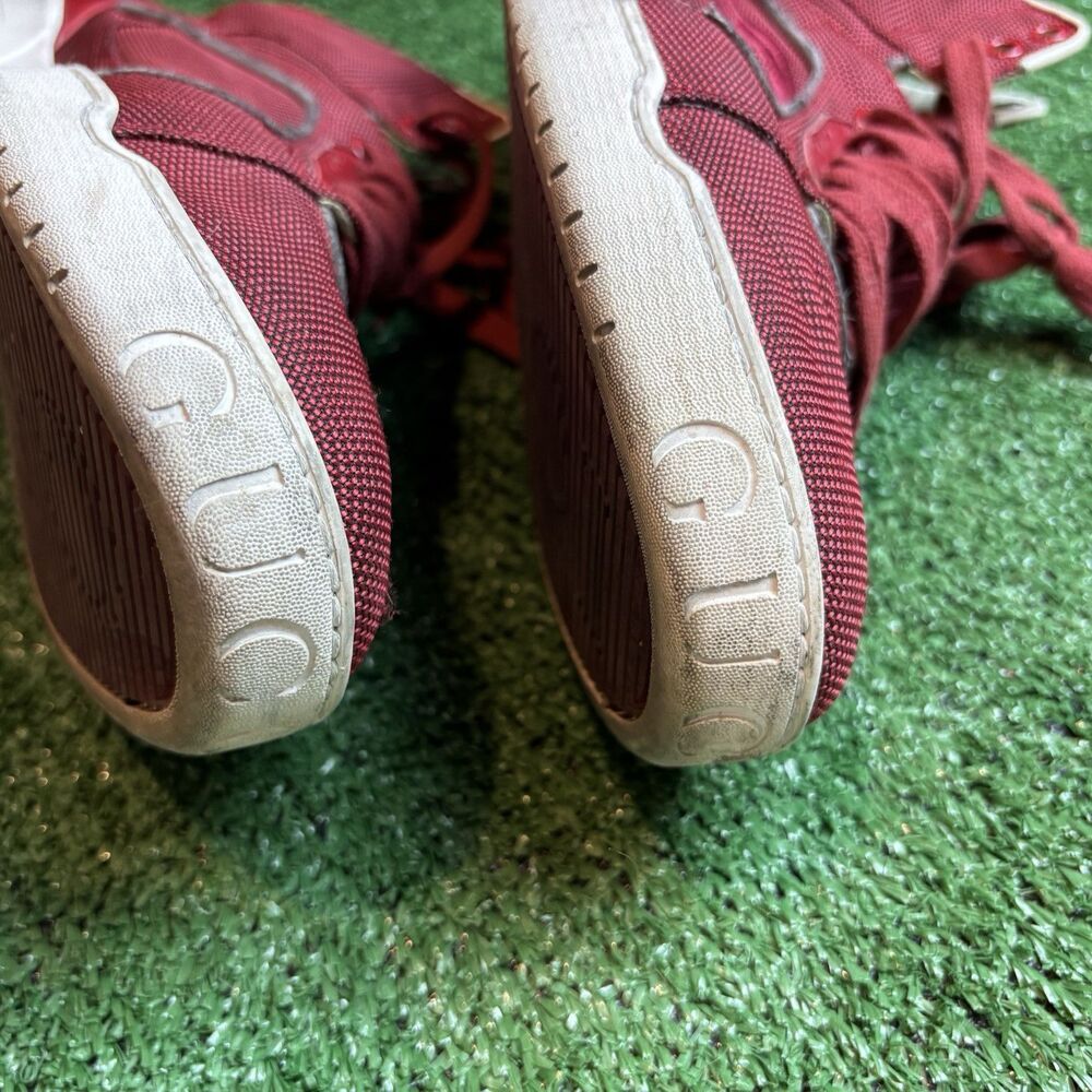 Authentic Gucci Signature High Red Mens High Top Sneakers 10.5 Shoes - Picture 4 of 8